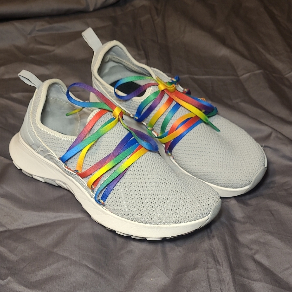 Merrell Women's Light Gray Athletic Sneakers with Rainbow Laces Size 7